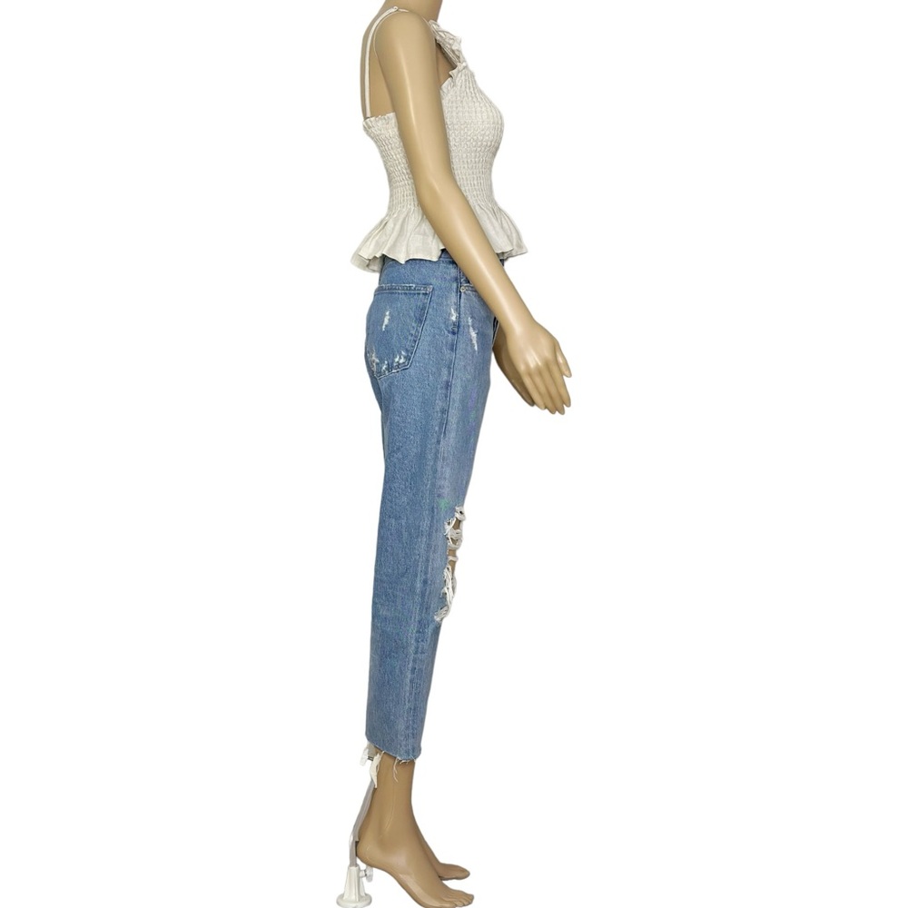 Agolde Light Blue High-Rise Distressed Jeans - Picture 6 of 7